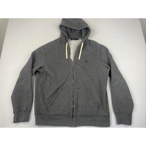 Polo Ralph Lauren Hoodie Men's Size Large Full Zip Up Heather Gray Thermal Lined